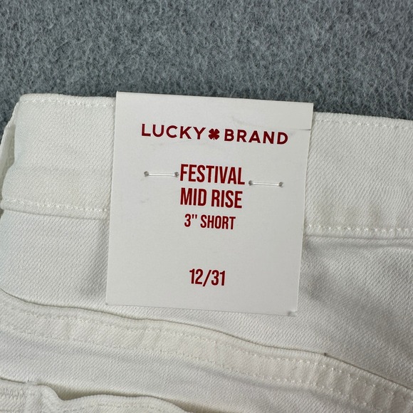 NEW Lucky Brand Shorts Womens 12/31 White Festival Mid Rise 3" Short Raw Hem NWT - Picture 10 of 11
